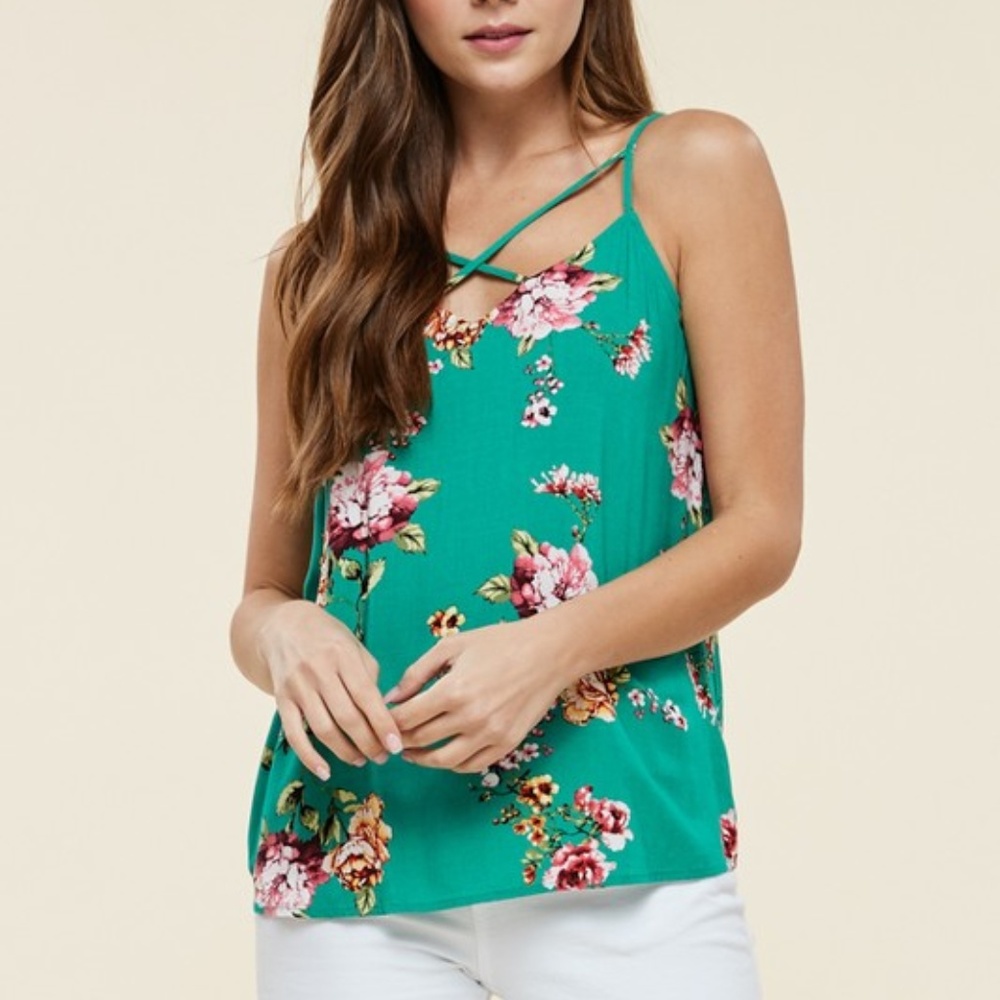 FLORAL CRISS-CROSS TANK